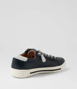 Women SUPERSOFT Comfort|Sneakers-Emillio Navy Silver Leather Sneakers