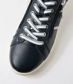 Women SUPERSOFT Comfort|Sneakers-Emillio Navy Silver Leather Sneakers