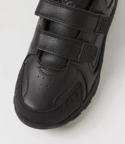 LYNX Sport School Shoes|Junior School Shoes-Emit Jnr D Adj Black Leather Sneakers