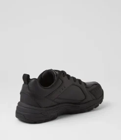 LYNX Sport School Shoes|Junior School Shoes-Emit Jnr D Lace Black Leather Sneakers