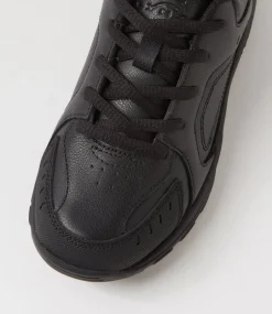 LYNX Sport School Shoes|Junior School Shoes-Emit Jnr D Lace Black Leather Sneakers