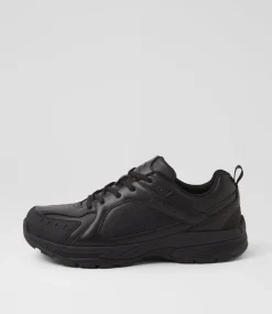 LYNX Sport School Shoes|Senior School Shoes-Emit Snr Slim Lace Black Leather Sneakers