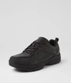 LYNX Sport School Shoes|Senior School Shoes-Emit Snr Slim Lace Black Leather Sneakers