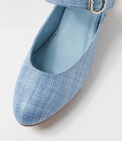 Women I LOVE BILLY Flats-Encore Blue Synthetic Raffia Flat Shoes