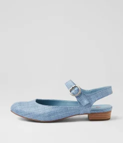 Women I LOVE BILLY Flats-Encore Blue Synthetic Raffia Flat Shoes