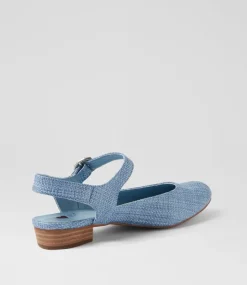 Women I LOVE BILLY Flats-Encore Blue Synthetic Raffia Flat Shoes