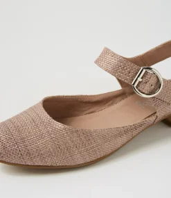 Women I LOVE BILLY Flats-Encore Coffee Synthetic Raffia Flat Shoes