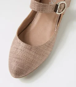 Women I LOVE BILLY Flats-Encore Coffee Synthetic Raffia Flat Shoes