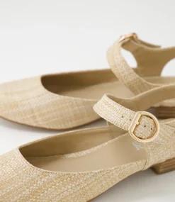 Women I LOVE BILLY Flats-Encore Natural Synthetic Raffia Flat Shoes