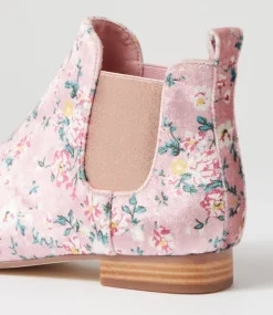 Women I LOVE BILLY Boots-ENDALE IL PINK FLORAL VELVET