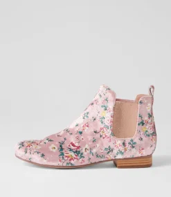 Women I LOVE BILLY Boots-ENDALE IL PINK FLORAL VELVET