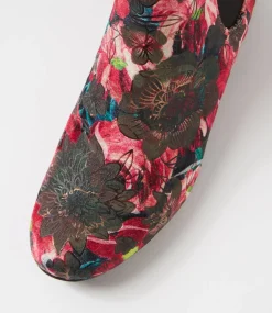 Women I LOVE BILLY Boots-Endale Red Ornate Velvet Chelsea Boots