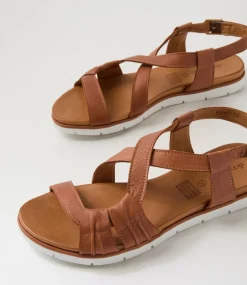 Women DIANA FERRARI Flats|Sandals-Enky Tan Leather Sandals
