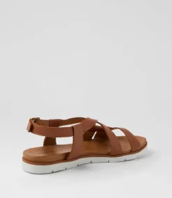 Women DIANA FERRARI Flats|Sandals-Enky Tan Leather Sandals