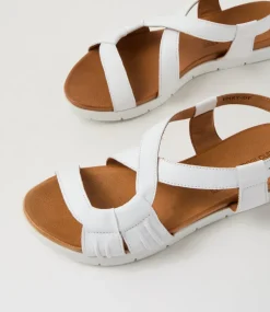 Women DIANA FERRARI Flats|Sandals-Enky White Leather Sandals