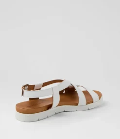 Women DIANA FERRARI Flats|Sandals-Enky White Leather Sandals