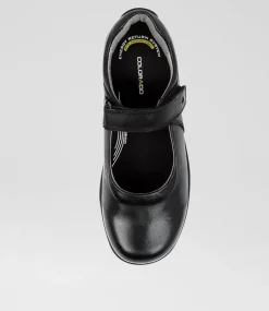 COLORADO Junior School Shoes-ERIN JNR E VEL BLACK