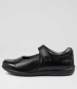 COLORADO Junior School Shoes-ERIN JNR E VEL BLACK