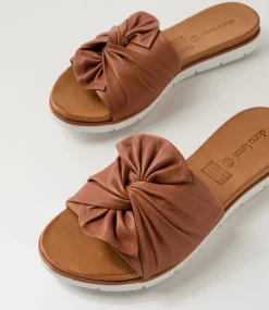 Women DIANA FERRARI Slides|Flats-Eronda Tan Leather Slides
