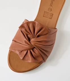 Women DIANA FERRARI Slides|Flats-Eronda Tan Leather Slides