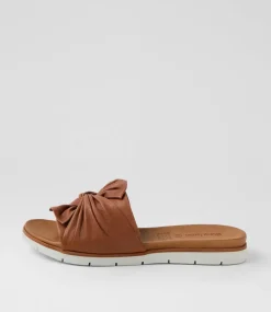 Women DIANA FERRARI Slides|Flats-Eronda Tan Leather Slides