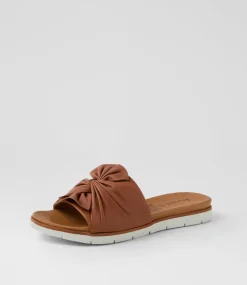 Women DIANA FERRARI Slides|Flats-Eronda Tan Leather Slides