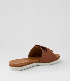 Women DIANA FERRARI Slides|Flats-Eronda Tan Leather Slides
