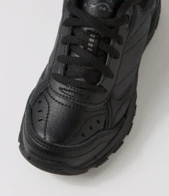 LYNX Sport School Shoes|Junior School Shoes-Erupt Jnr E Lace Black Leather Sneakers