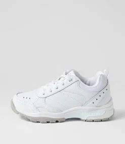 LYNX Sport School Shoes|Junior School Shoes-Erupt Jnr E Lace White Leather Sneakers