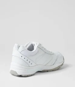 LYNX Sport School Shoes|Junior School Shoes-Erupt Jnr E Lace White Leather Sneakers