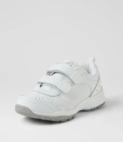 LYNX Sport School Shoes|Junior School Shoes-Erupt Jnr E Vel Ws White Leather Sneakers