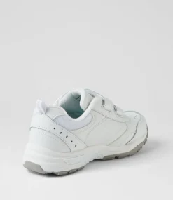 LYNX Sport School Shoes|Junior School Shoes-Erupt Jnr E Vel Ws White Leather Sneakers