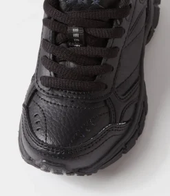 LYNX Sport School Shoes|Junior School Shoes-Erupt Jnr Slim Lace Black Leather Sneakers