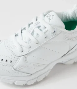 LYNX Sport School Shoes|Junior School Shoes-Erupt Jnr Slim Lace White Leather Sneakers