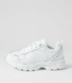 LYNX Sport School Shoes|Junior School Shoes-Erupt Jnr Slim Lace White Leather Sneakers