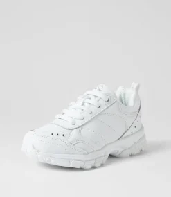 LYNX Sport School Shoes|Junior School Shoes-Erupt Jnr Slim Lace White Leather Sneakers