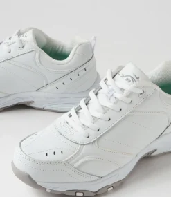LYNX Sport School Shoes|Senior School Shoes-Erupt Snr Wide Nm Ws White Leather Sneakers