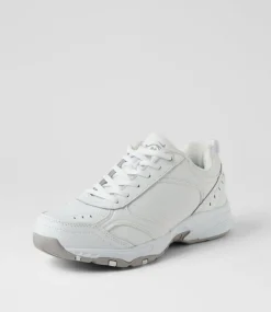 LYNX Sport School Shoes|Senior School Shoes-Erupt Snr Wide Nm Ws White Leather Sneakers