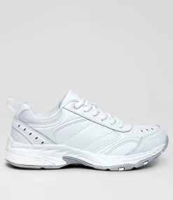 LYNX Sport School Shoes|Senior School Shoes-ERUPT SNR WIDE WHT LTHR