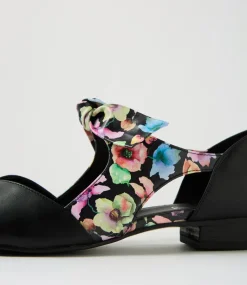 Women I LOVE BILLY Flats-Estella Black Flower Flat Shoes