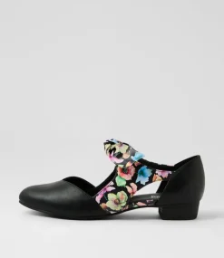 Women I LOVE BILLY Flats-Estella Black Flower Flat Shoes