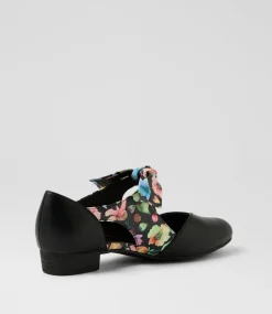 Women I LOVE BILLY Flats-Estella Black Flower Flat Shoes