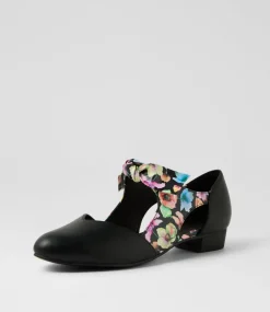 Women I LOVE BILLY Flats-Estella Black Flower Flat Shoes