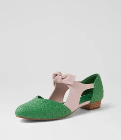 Women I LOVE BILLY Flats-Estella Green Weave Lilac Emboss Flat Shoes