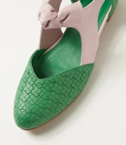 Women I LOVE BILLY Flats-Estella Green Weave Lilac Emboss Flat Shoes