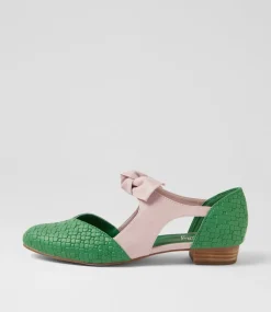 Women I LOVE BILLY Flats-Estella Green Weave Lilac Emboss Flat Shoes