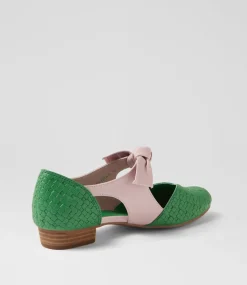 Women I LOVE BILLY Flats-Estella Green Weave Lilac Emboss Flat Shoes