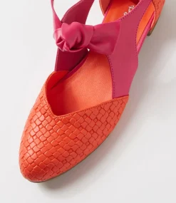Women I LOVE BILLY Flats-Estella Orange Weave Raspberry Emboss Flat Shoes