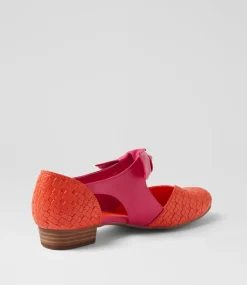 Women I LOVE BILLY Flats-Estella Orange Weave Raspberry Emboss Flat Shoes