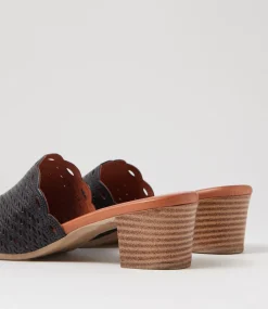 Women DIANA FERRARI Heels|Sandals-Etelle Black Leather Sandals